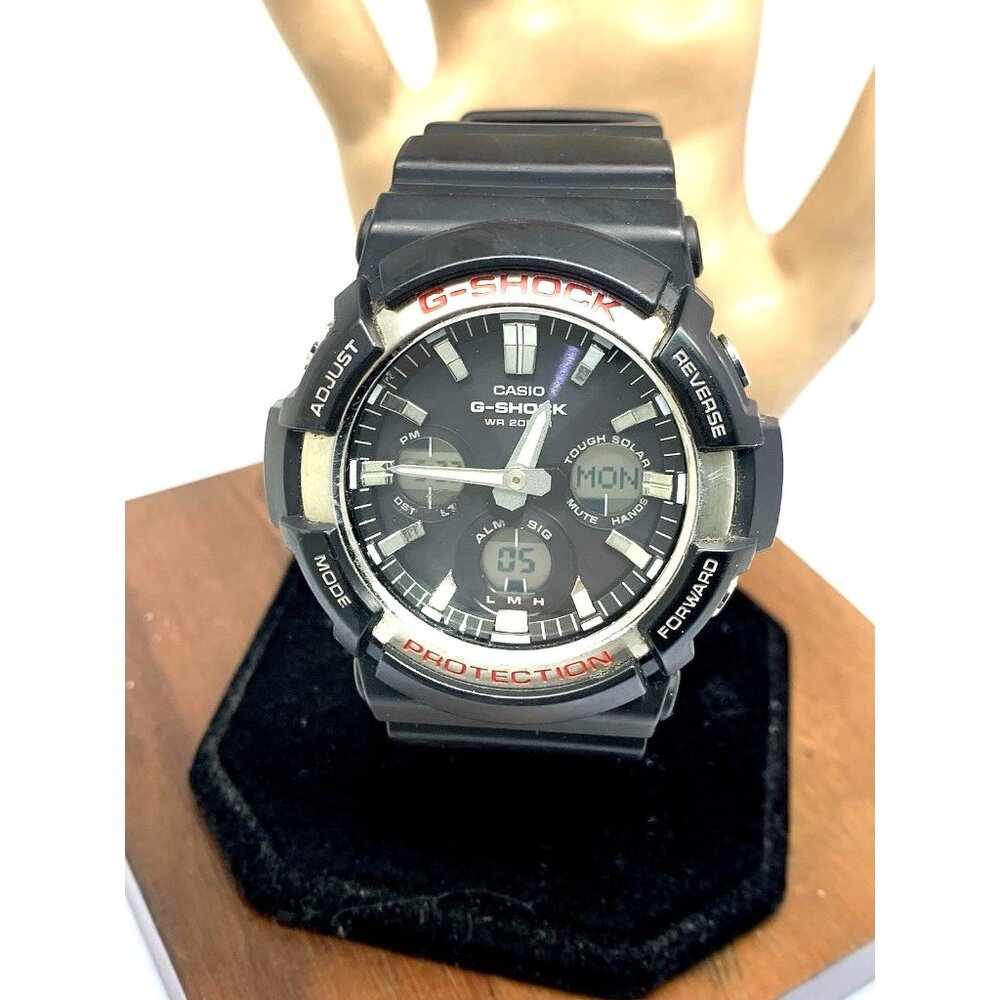 Casio Mens Watch G-Shock GAS100 Black Resin Analog Digital Tough Solar 47mm 5445